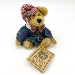 VTG‎ Boyds Bears JB Bean Series Collectors Club Teddy Bear 90s Handmade Gingham